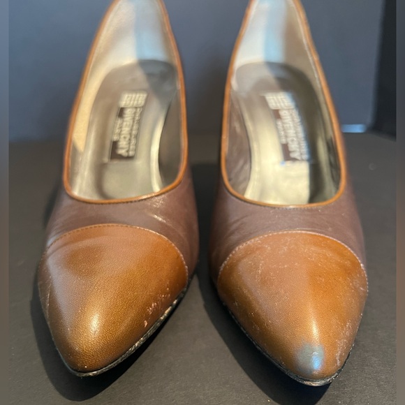 VINTAGE Givenchy Chaussures Brown Leather Pumps - Picture 9 of 12